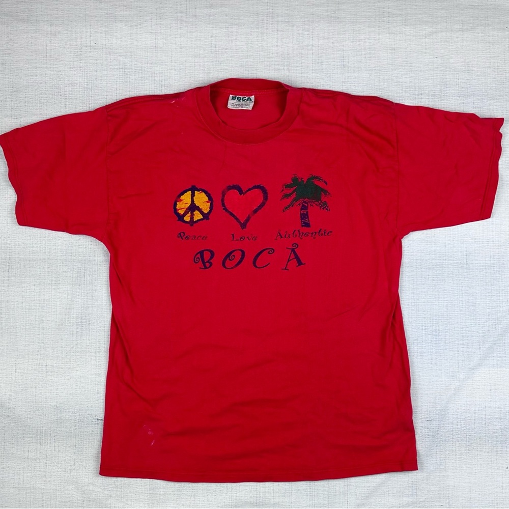 Boca By Gildan Red Short Sleeve T-Shirt One Size  Made In Canada